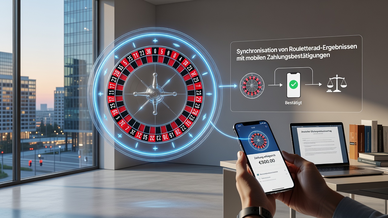 Illustration der Synchronisation von Roulette-Spielmechaniken und mobilen Zahlungssystemen in regulierten Umgebungen