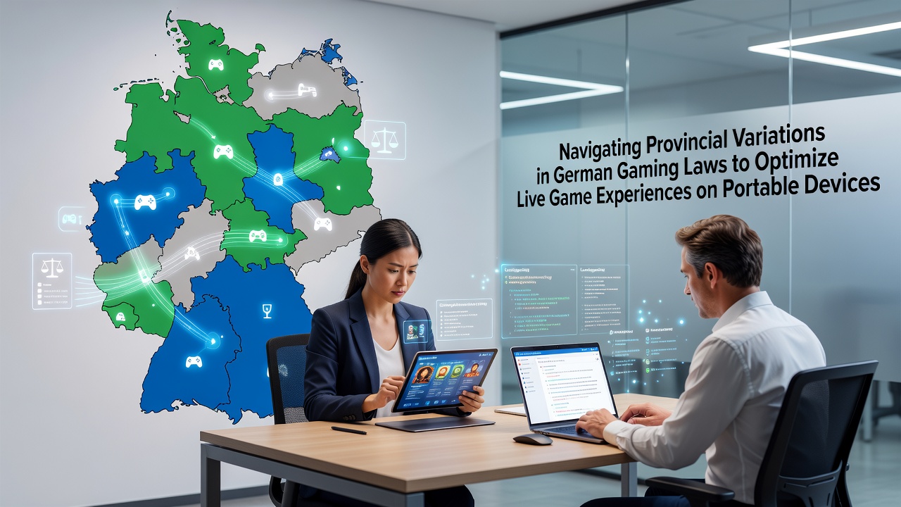 Karte der deutschen Bundesländer mit Markierungen zu Glücksspielregulierungen und mobilen Geräten