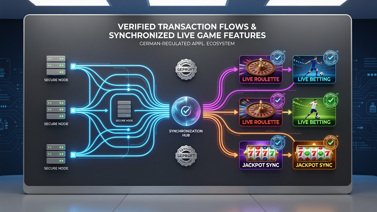 Technische Darstellung von Synchronisationsprozessen zwischen Transaktionen und Live-Spielen